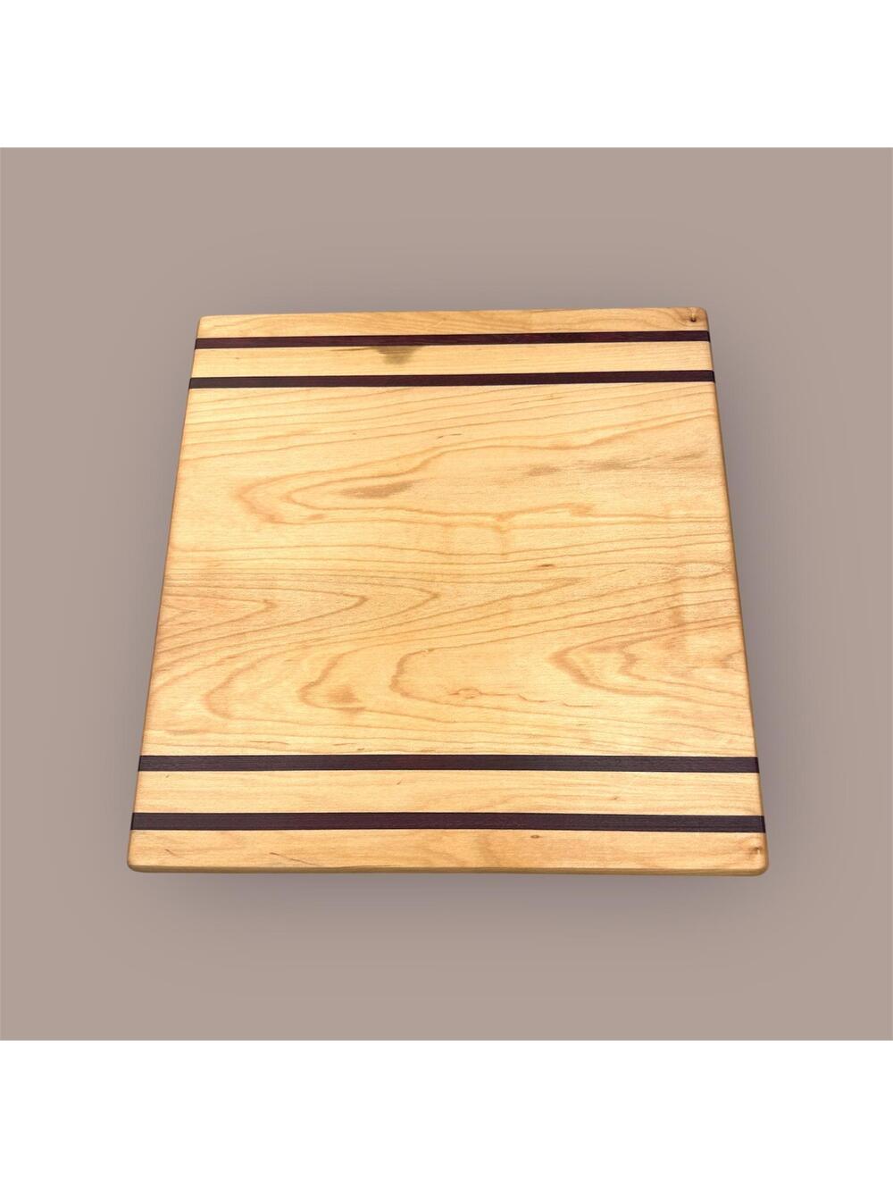 12x12 Cutting Board Handcrafted Natural Hard Maple with Purple Heart Strips